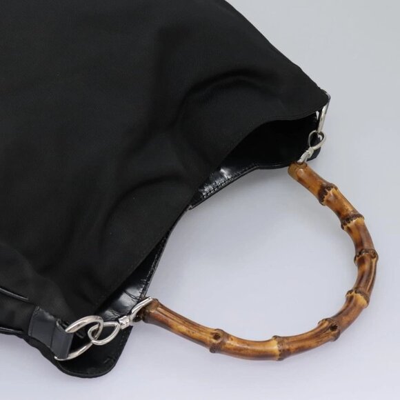 GUCCI Bamboo Hand Bag Nylon 2way Black 001 - Picture 6 of 16